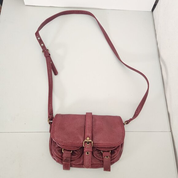 The Many Moods of Poppie Jones Crossbody Bag Burgundy Shoulder Purse Buckle Pock - Picture 1 of 16